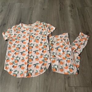 Lates by Kate size small orange patterned jogger set pajamas